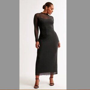 Abercrombie & Fitch Long Sleeve Rhinestone Mesh Dress